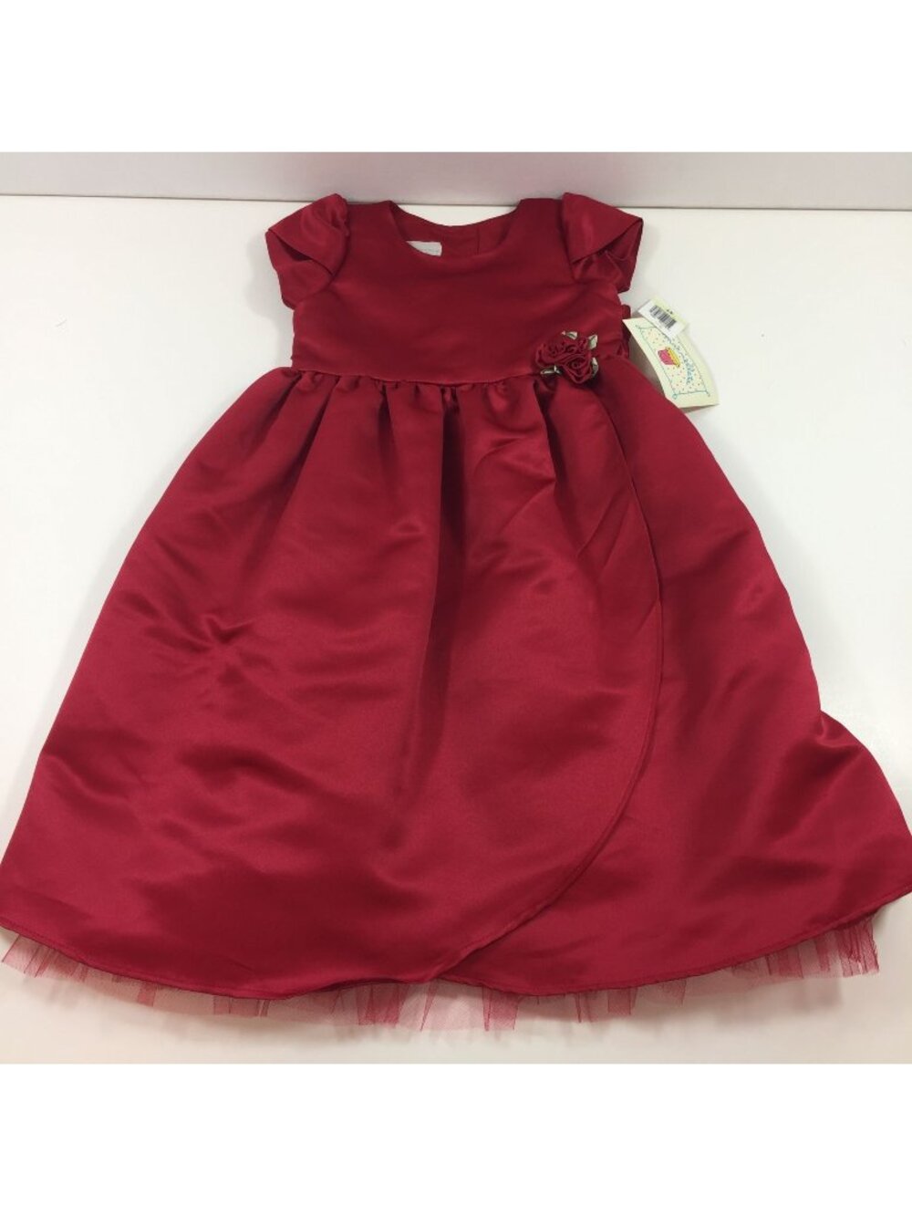 Marmellata Girl's Red Dress Rosette Tulle Underlay Fancy Party Holiday Size 4T